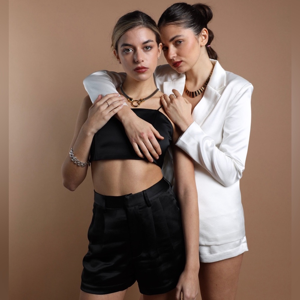 Black Satin Shorts